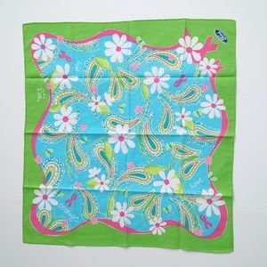 Lilly Pulitzer Ford Breast Cancer Awareness Floral Paisley Square Scarf 2004